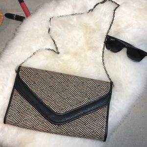 Black and Tan woven envelope purse